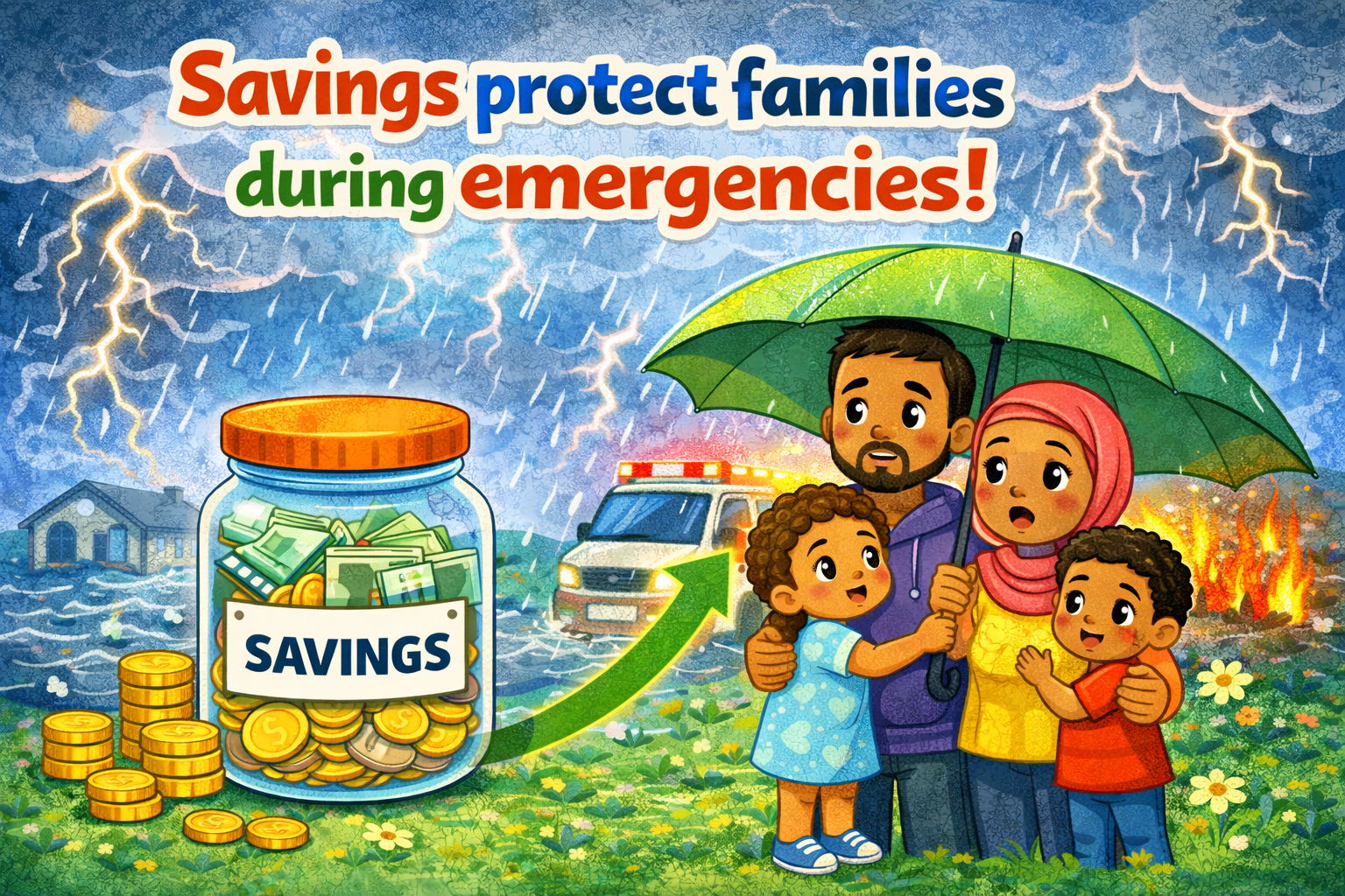 savings protect families during emergencies | It's a Habit Sammy Rabbit Storybook | Lesson Plan