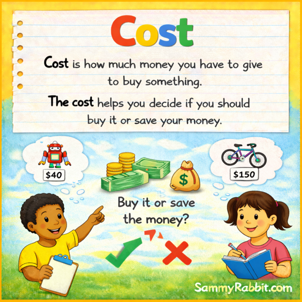 Cost: A Kid-Friendly Money Dictionary Definition