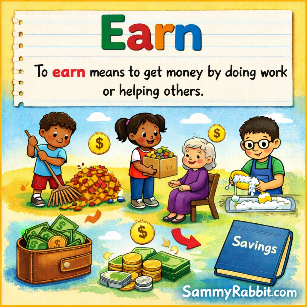 Earn: A Kid-Friendly Money Dictionary Definition