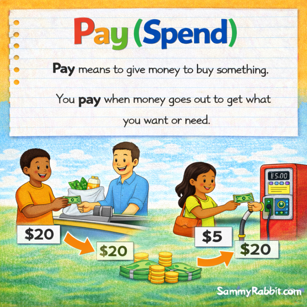 Pay (1 - Spend): A Kid-Friendly Money Dictionary Definition