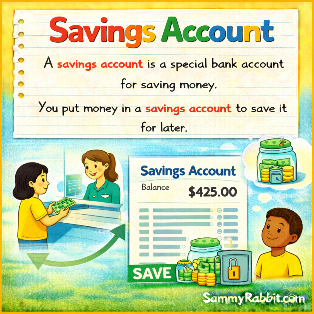 Savings Account: A Kid-Friendly Money Dictionary Definition