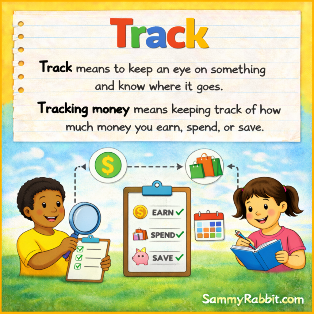 Track: definition for kids from Sammy Rabbit&rsquo;s kid-friendly money dictionary