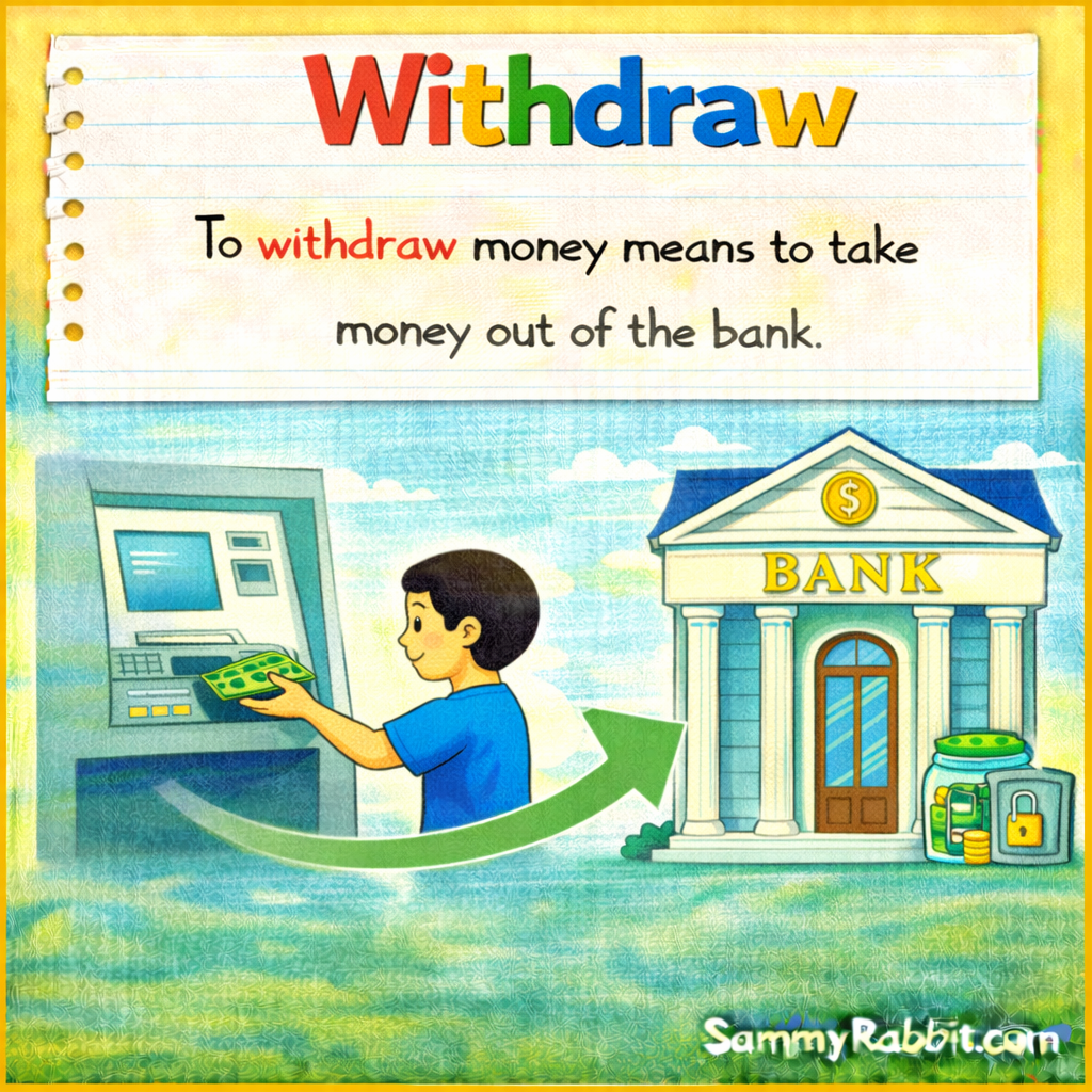 Withdraw: A Kid-Friendly Money Dictionary Definition
