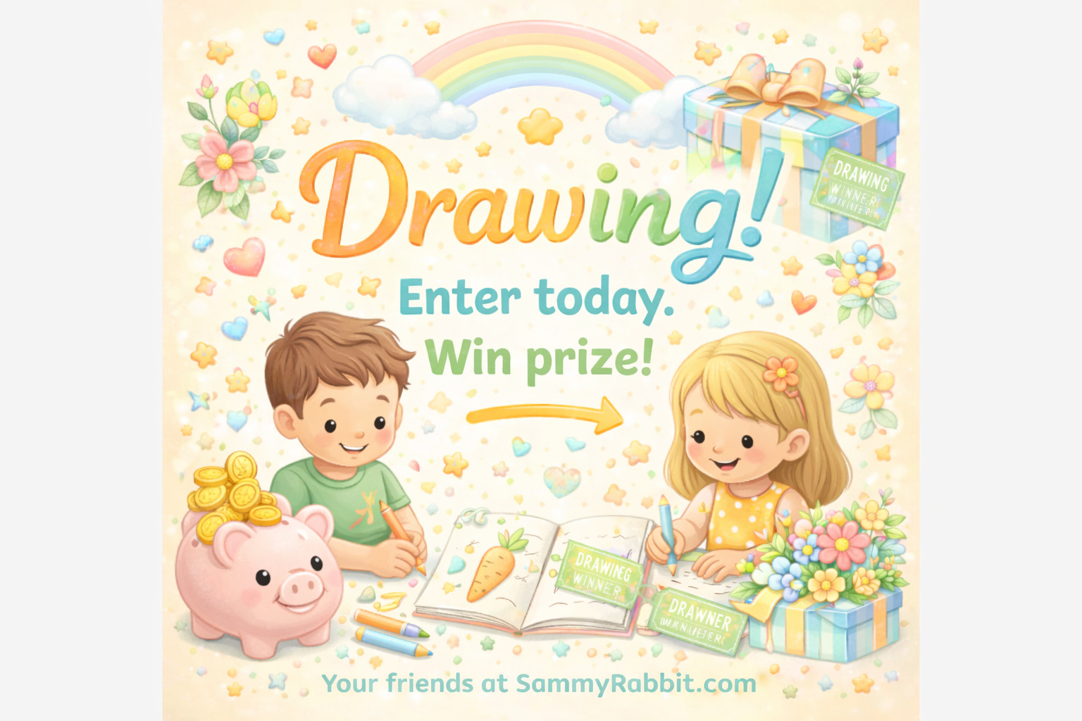 Drawing and prize - Sammy Rabbit money quote