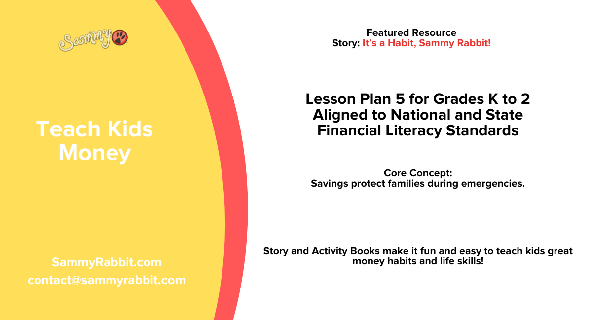 Emergency Preparedness & Savings (Grades K–2): Standards-Aligned Financial Literacy Lesson Plan Using It’s a Habit, Sammy Rabbit