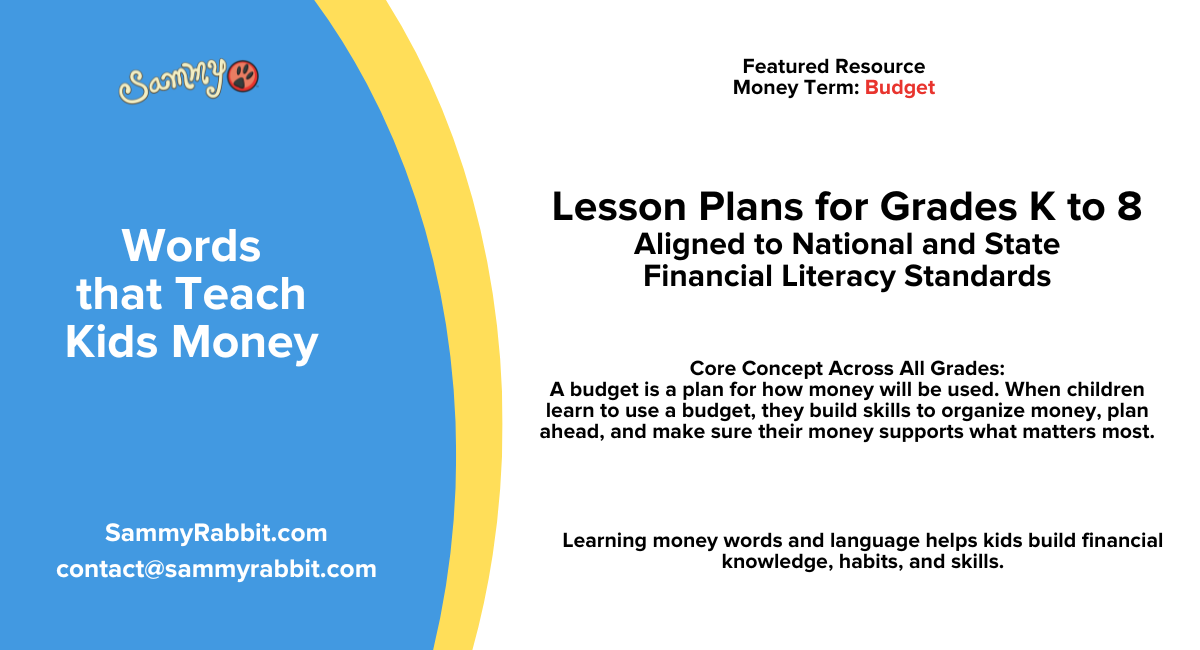 Standards-Aligned Financial Literacy Lesson Plans (Grades K–8): Money Word — Budget