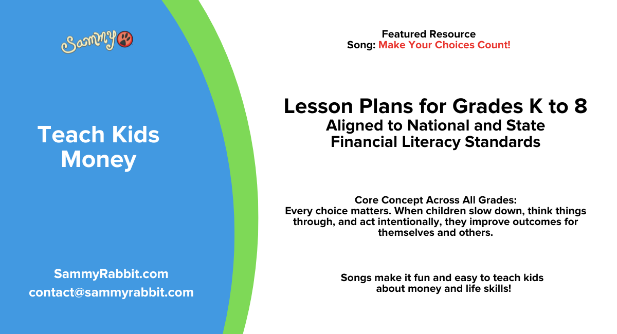 Standards-Aligned Financial Literacy Lesson Plans (Grades K–8): Make Your Choices Count